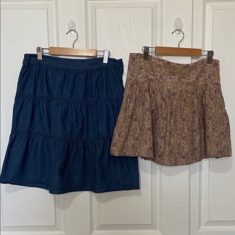 Baccini Blue and Brown Paisley Skirt bundle